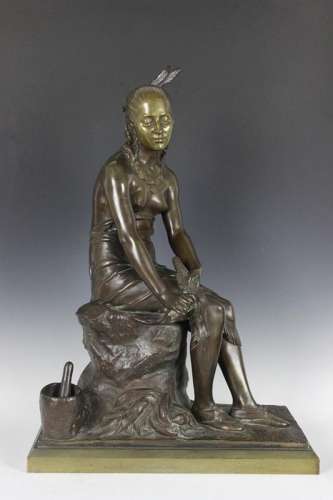 19c French Bronze  American Indian Minnehaha