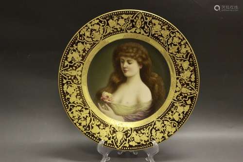 Vienna Style Porcelain Plate Semi Nude