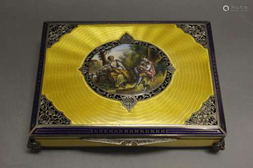 Rare Large Austrian Enameled Box