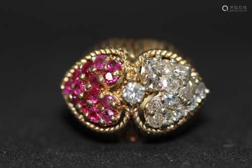 14k Gold Diamond And Ruby Ring