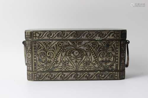 Antique 19c Indian Silver Inlay Box