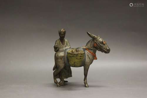 Austrian Cold Painted Bronze Arab With Animal