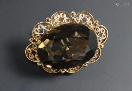 14k Gold & Large Topaz Vintage Brooch/pendant