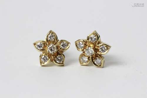 Pair Of Gold And Diamond Earrings