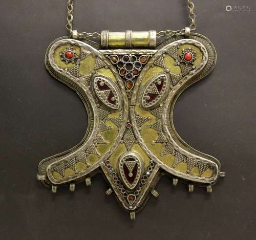 Unusual Turkman Silver & Gold Heavy Necklace