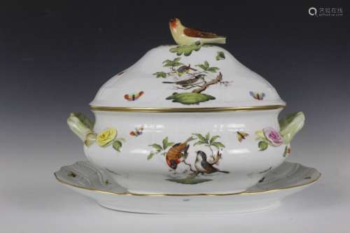 Herend Porcelain Soup Taureen And Under Plate