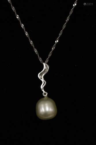 14k White Gold, Pearl And Diamond Necklace