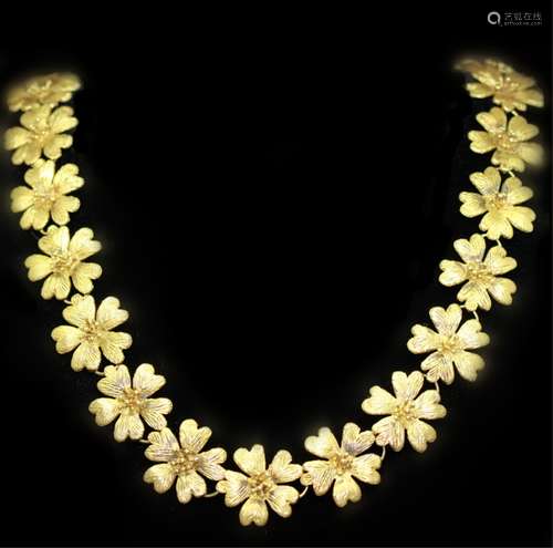 18k Gold Tiffany Style Flower Necklace