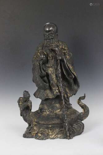 Chinese Bronze Shou Figure