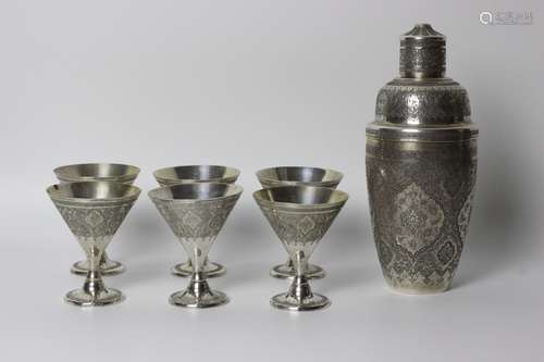 Rare Old Persian 84 Silver Cocktail Set 7 Pieces