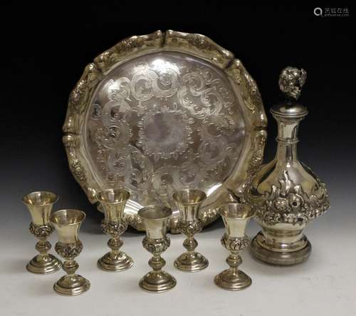 Alt-vienna Silver Drink Set & Tray C 1875