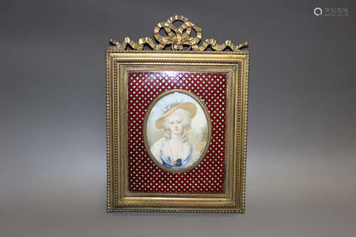 Fine Miniature Painting In Unusual Frame