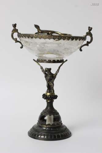 19c Continental Silver And Rock Crystal Tazza