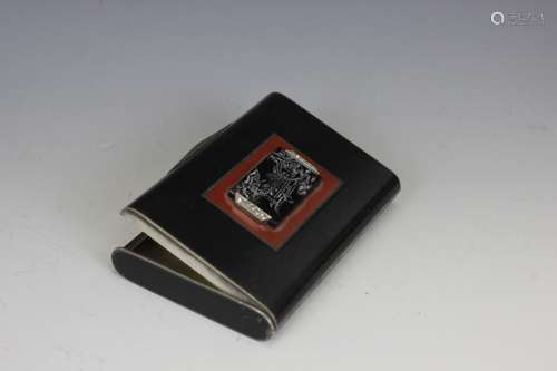 Art Deco Silver Enameled Compact