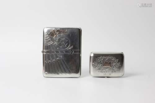 Two Russian 19th.c Silver&gold Cigarret Boxes