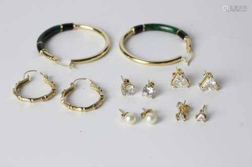 Lot Of Six Gold Earrings