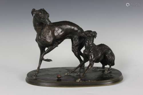 P.j. Mene (1810-1879) Early Bronze Dog Group