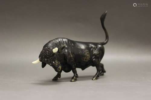 Old Unusual Japanese Bronze Figure Of Bull