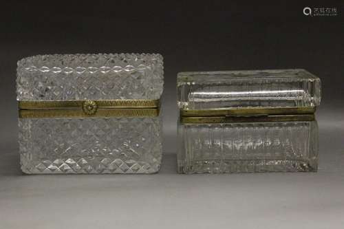 2 Cut Glass And Gilt Metal Caskets