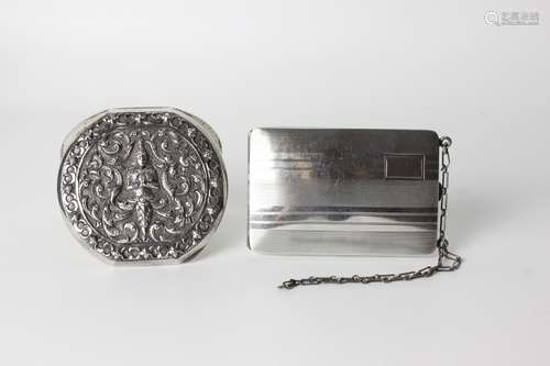 Two Sterling Silver Items (card Holder, Compact)