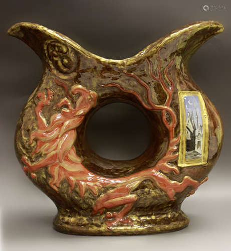 Galle Art Nouveau Large Pottery Vase