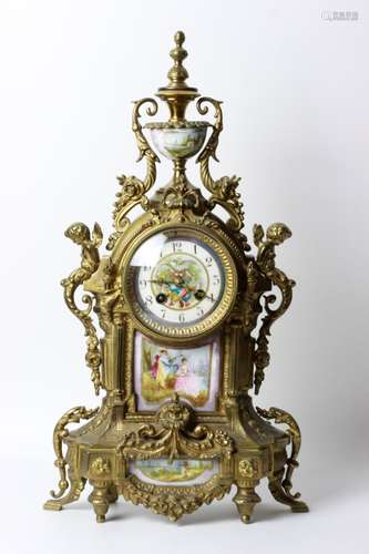 Bronze And Porcelain Cherib Clock