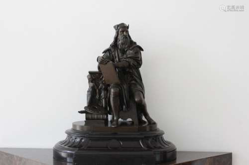Large Bronze Figure Of  A Seated Classical Man