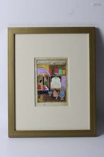 Islamic Double-sided Watercolor Page, Framed