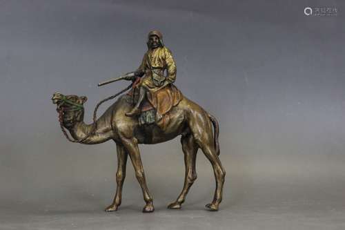 Austrian Cold Painted Bronze Of Man On Camel