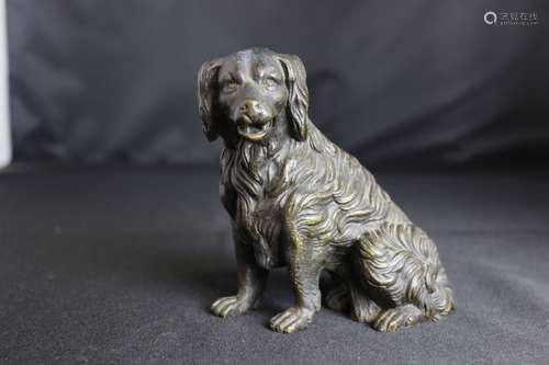 Rare Mechanical Bronze Figure Of Seated Dog