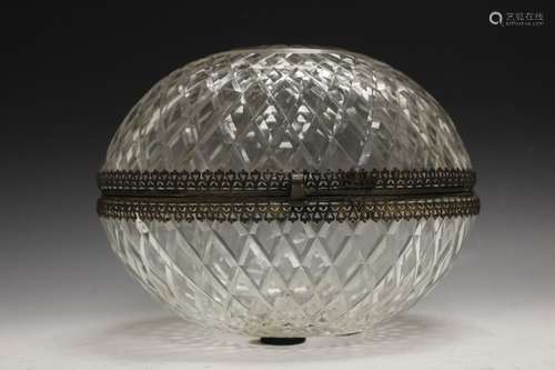 Cut Glass And Gilt Metal Egg Shaped Casket