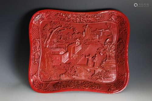 Chinese Cinnabar Plate