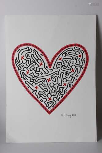 Keith Haring Heart And Jigsaw Man,  Attribution