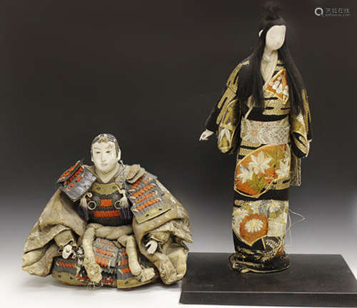 2 Japanese Dolls (19c Samurai And Other)