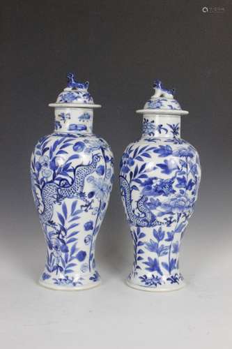 Chinese Pair Of Antique Blue & White Ginger Jars