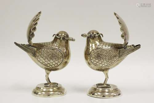 Heavy Pair Of 935 Silver Love Birds