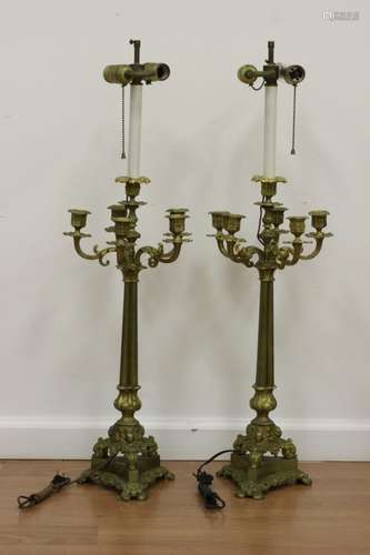 Pair Of Empire Style Bronze Lamps