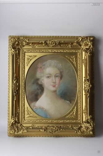 19th.c French Pastel In Ornate Frame