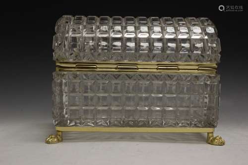 Molded Glass And Gilt Metal Casket