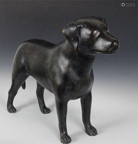 Antique Early Carved Wood Dog