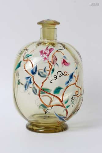 Galle Large Early Enamel Perfume Bottle Circa 1890