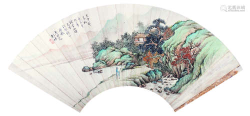彭旸 古代 山水 纸本镜框