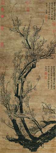 王元章 古代 花卉 纸本立轴