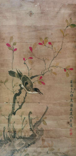 张槃 近现代 花鸟 纸本带框