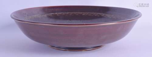 A STYLISH 1950S DOULTON LAMBETH STUDIO POTTERY BOWL by Agnete Hoy C1955. 28 cm diameter.