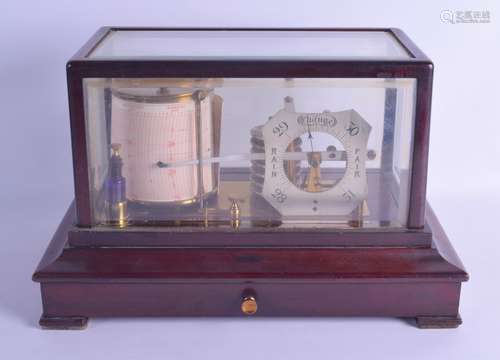 A MAHOGANY CASED SCIENTIFIC BAROGRAPH. 37 cm x 23 cm.