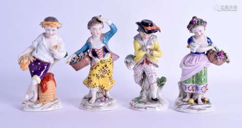 A SET OF FOUR 19TH CENTURY FRENCH SAMSONS OF PARIS FIGURES OF THE FOUR SEASONS modelled in the