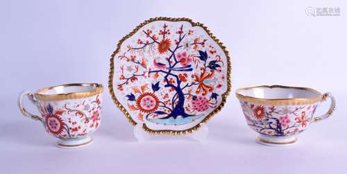 Early 19th c. Worcester Flight Barr and Barr coffee cup, teacup and saucer painted in imari