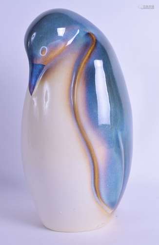 AN UNUSUAL GERMAN GOEBEL POTTERY FIGURE OF A PENGUIN. 28 cm high.