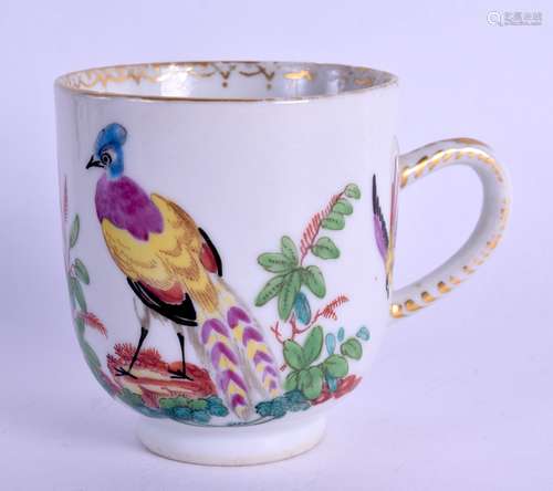 18th c. Chinese coffee cup painted with three exotic birds, provenance: Anthony Wood col. and Albert